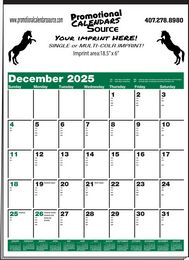 Large Contractor Calendar w Green & Black Grid, 19.5x27 promotional calendar – Contractor Calendars – 2026