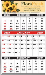 Custom 3-Month-View Multi-Sheets Calendar with Tinned Top 10-7/8x18 Full Color Imprint promotional calendar – Custom 3-Months-In-View Calendars – 2026