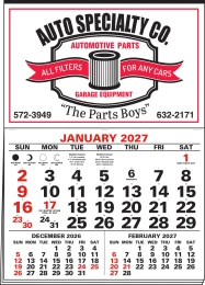 3-Months-In-View Half Apron Calendar 2-Color Imprint Red-Black, 20.5x28.5 promotional calendar – Half-Apron Calendars – 2027