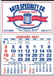 3-Months-In-View Half Apron Calendar with 2-Color Red-Blue Imprint 20.5x28.5 promotional calendar – Half-Apron Calendars – 2027