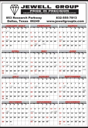 Full Year In View Calendar 19.5x28 Black & Red Grid promotional calendar – 12 Months In View – 2027