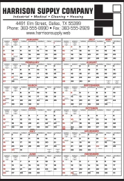 Mid Size Year In View Calendar 22x32 Black & Red Grid promotional calendar – 12 Months In View – 2027