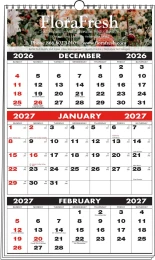 Custom 3-Months-In-View Mini Multi-Sheets Wire O Bound Calendar 10-7/8x18 promotional calendar – Custom 3-Months-In-View Calendars – 2027
