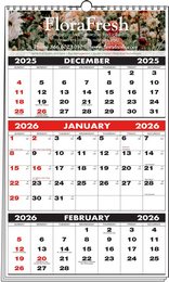 Custom 3-Months-In-View Mini Multi-Sheets Wire O Bound Calendar 10-7/8x18 promotional calendar – Custom 3-Months-In-View Calendars – 2026