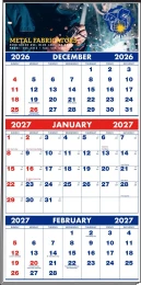 Custom 3-Months-In-View Multi-Sheets Calendar Full-Color Imprint  w/Tinned Top 13.25x27 promotional calendar – Custom 3-Months-In-View Calendars – 2027