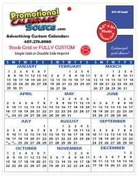 UV-Coated Year-At-A-Glance Plastic Calendar Card, Size 8.5x11 with Full-Color Imprint Two Sides - 10 pt. promotional calendar – Mid-Size Plastic Calendars – 2027