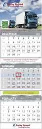 3-Month View Commercial Calendar, Full color printed ads, Week numbers, Size 13"x40" promotional calendar – 3 Month View (Quarterly) – 2027