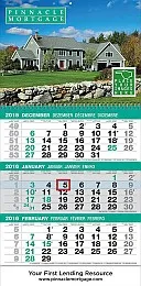 3 Month View Custom Promotional Calendar with B&W Drop Ad, Size 12x24.5 Full-Color promotional calendar – Custom 3-Months-In-View Calendars – 2027