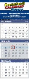 4 Panels 3-Month View Commercial Calendar Custom Grid Week Numbers 13x34 promotional calendar – 3 Month View (Quarterly) – 2027