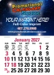 Full-Color vinyl header imprint Stick-Up Calendar, Red & Black Grid – Main Image – 2027