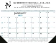 Desk Pad Calendar with Vinyl Corners - Blue & Black Grid Imprint – Main Image – 2027