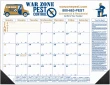 Desk Pad Calendar with Blue & Gold Grid & 2 Imprint Areas – Main Image – 2027
