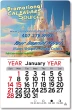 Large Square Header Stick-Up Calendar with Classic Red & Black Grid | Full-Color Imprint – Main Image – 2027