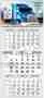 Custom 3 month 2 Panel calendar w Week Numbers & Julian Dates, 12"x26" – Main Image – 2027