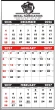 3-Months-In-View Multi-Sheets Calendar - 1-Color Imprint - Red & Black Grids w/Tinned Top 13.25x27 – Main Image – 2027