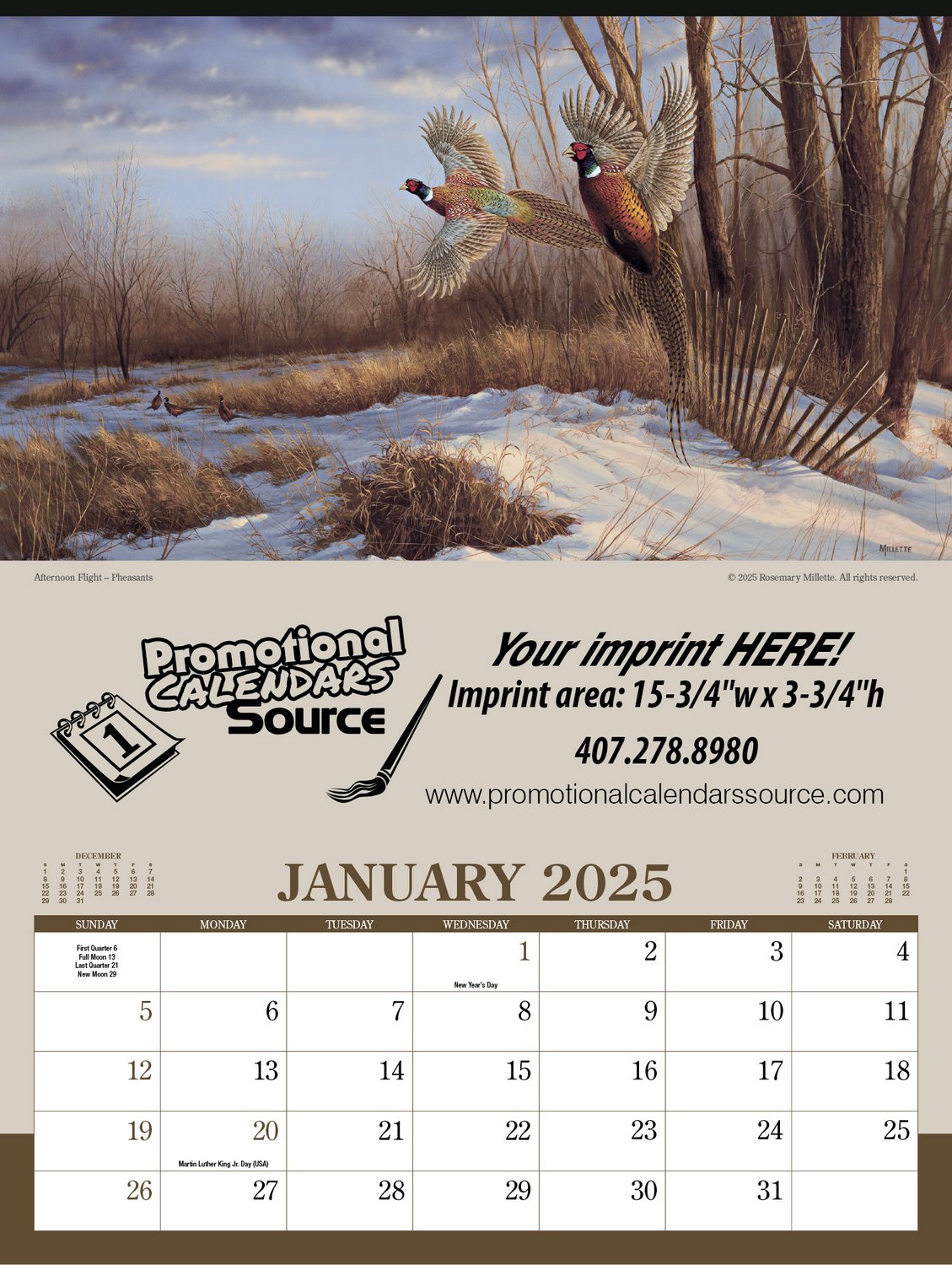 Wildlife Art Executive Wall Calendar