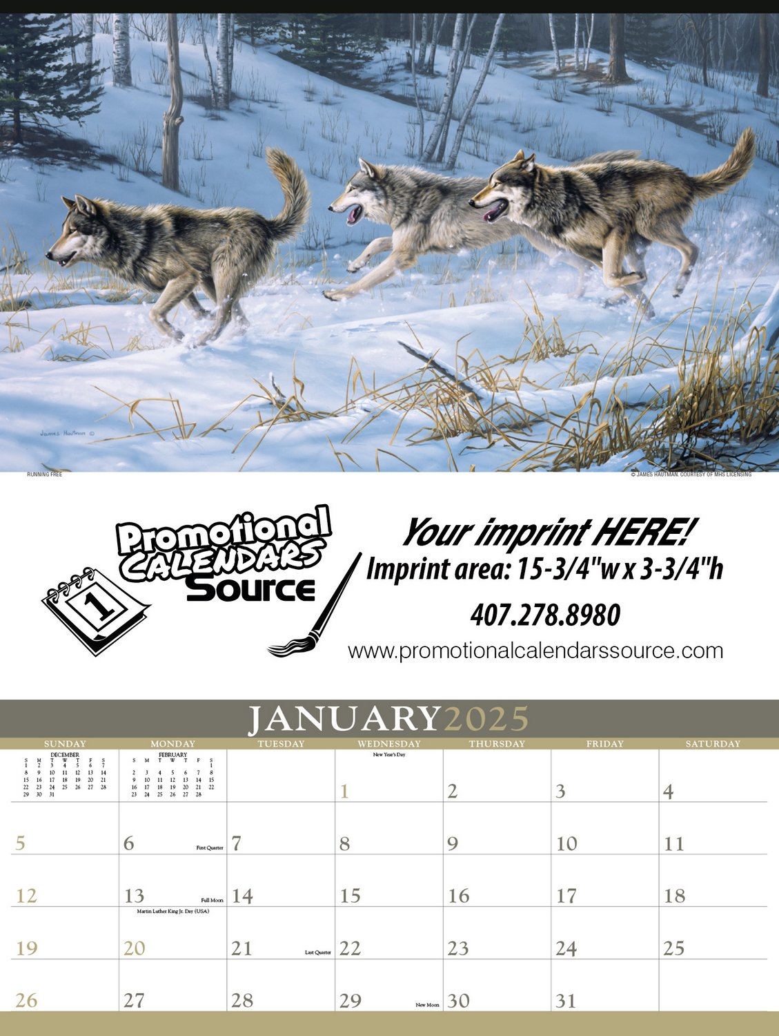 Wildlife Art by the Hautman Brothers Executive Large Calendar