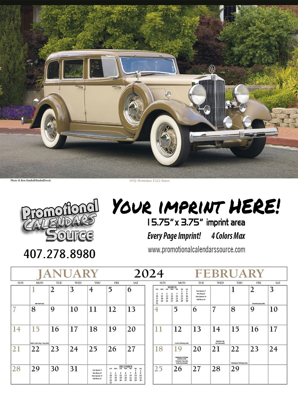 Antique Cars 2 Month View Calendar