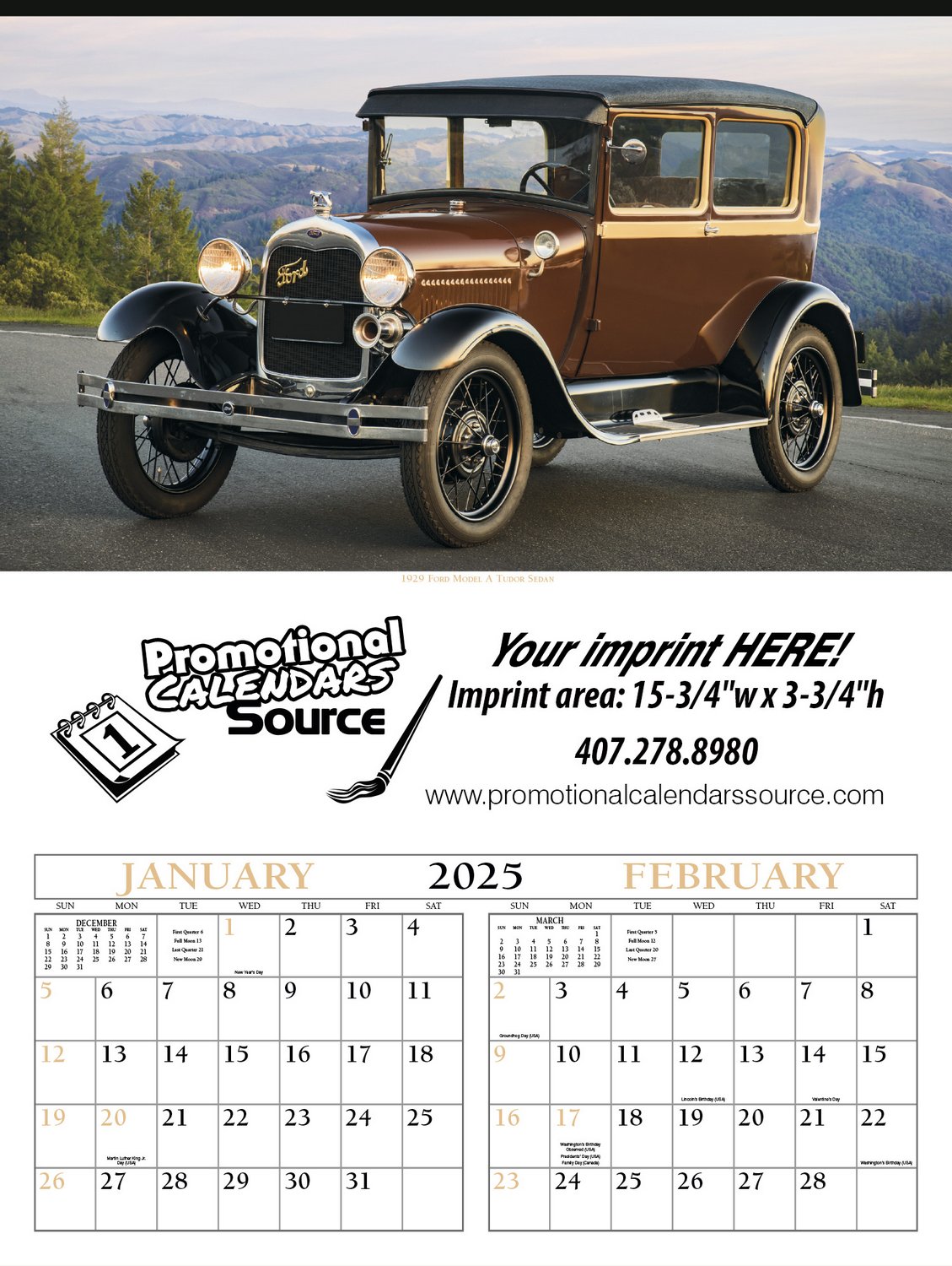 Antique Cars Large Promotional Calendar 