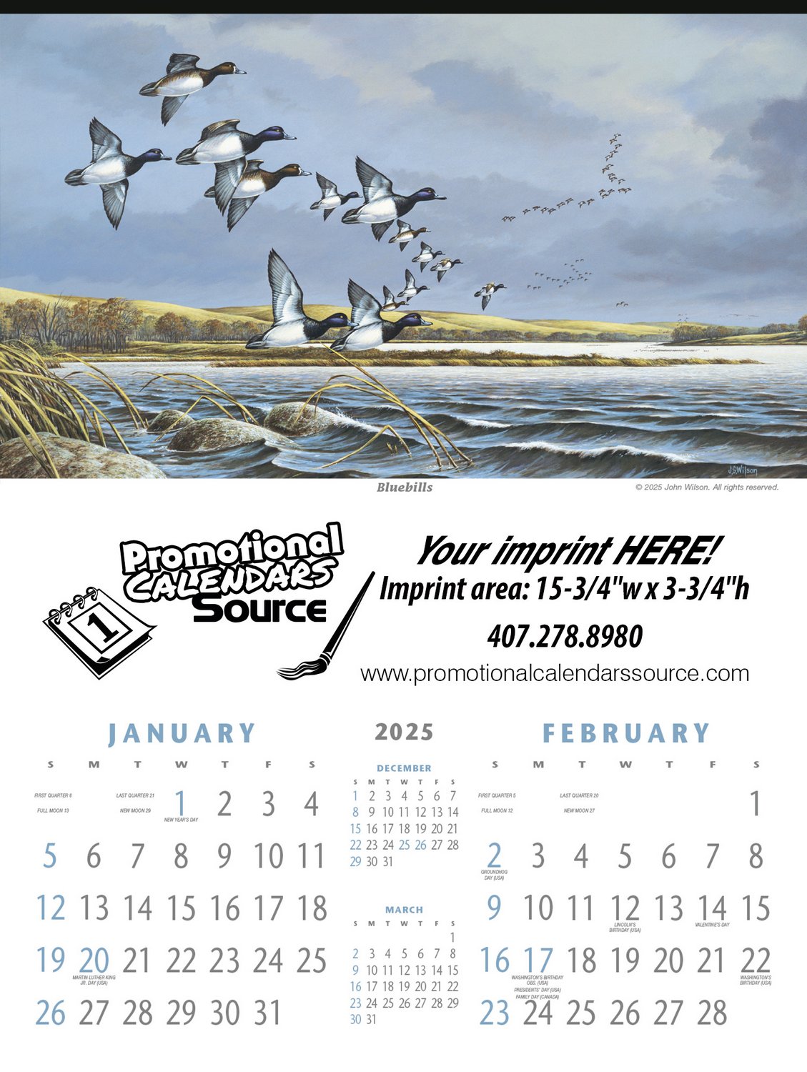 North American Waterfowl 2 Month View Calendar