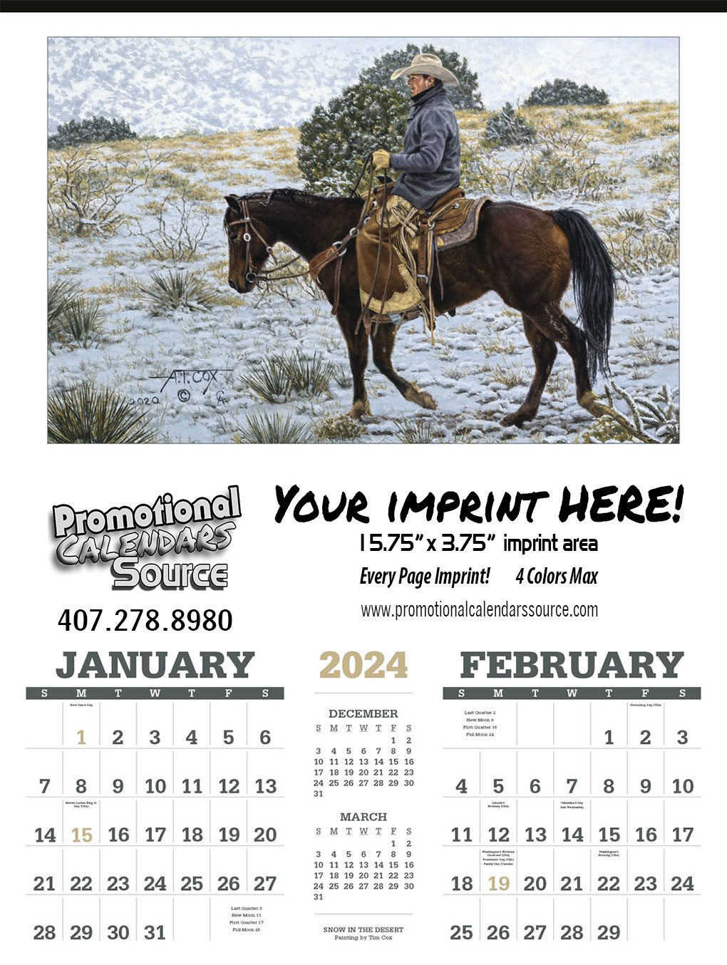 American West by Tim Cox 2 Month View Calendar
