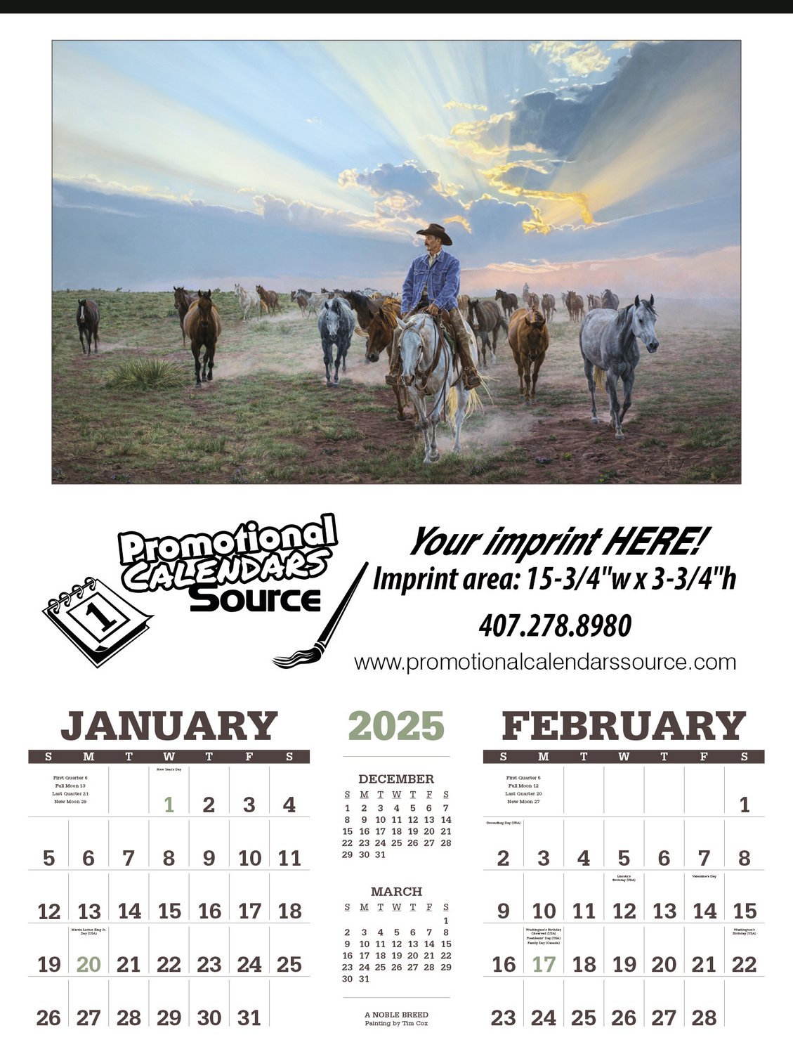 American West by Tim Cox 2 Month View Calendar