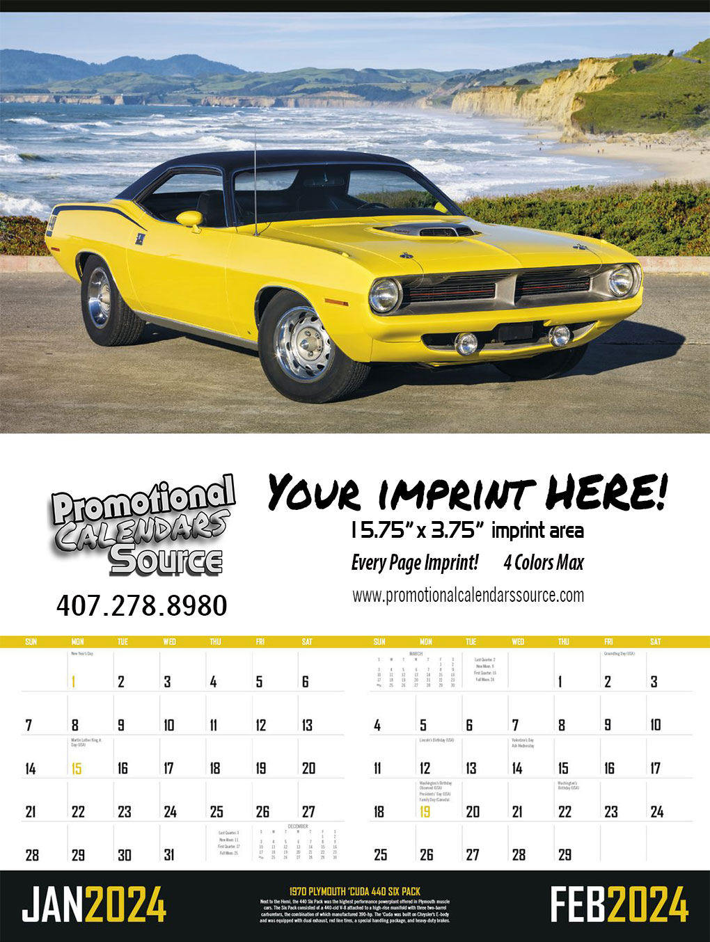 Muscle Cars 2 Month View Executive Cars Calendar
