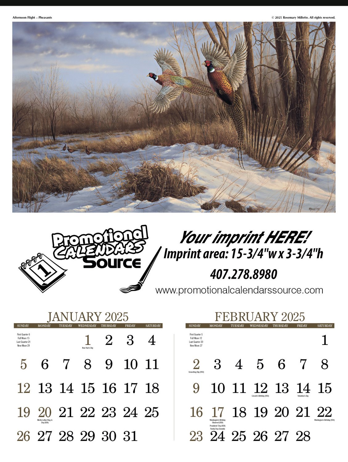 Wildlife Art 2 Month View Promotional Calendar