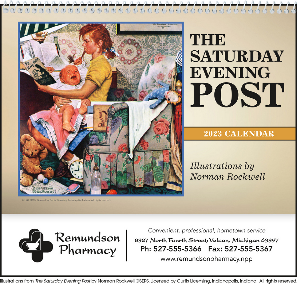 Pocket Wall Calendar The Saturday Evening Post, Size 8x13