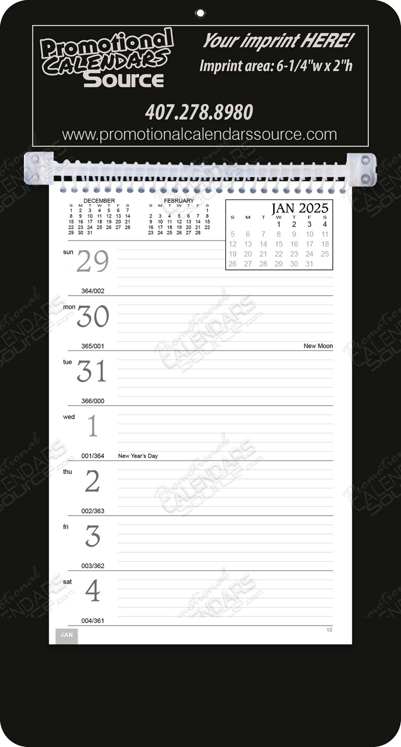 Promotional Weekly Memo Calendar  - Black