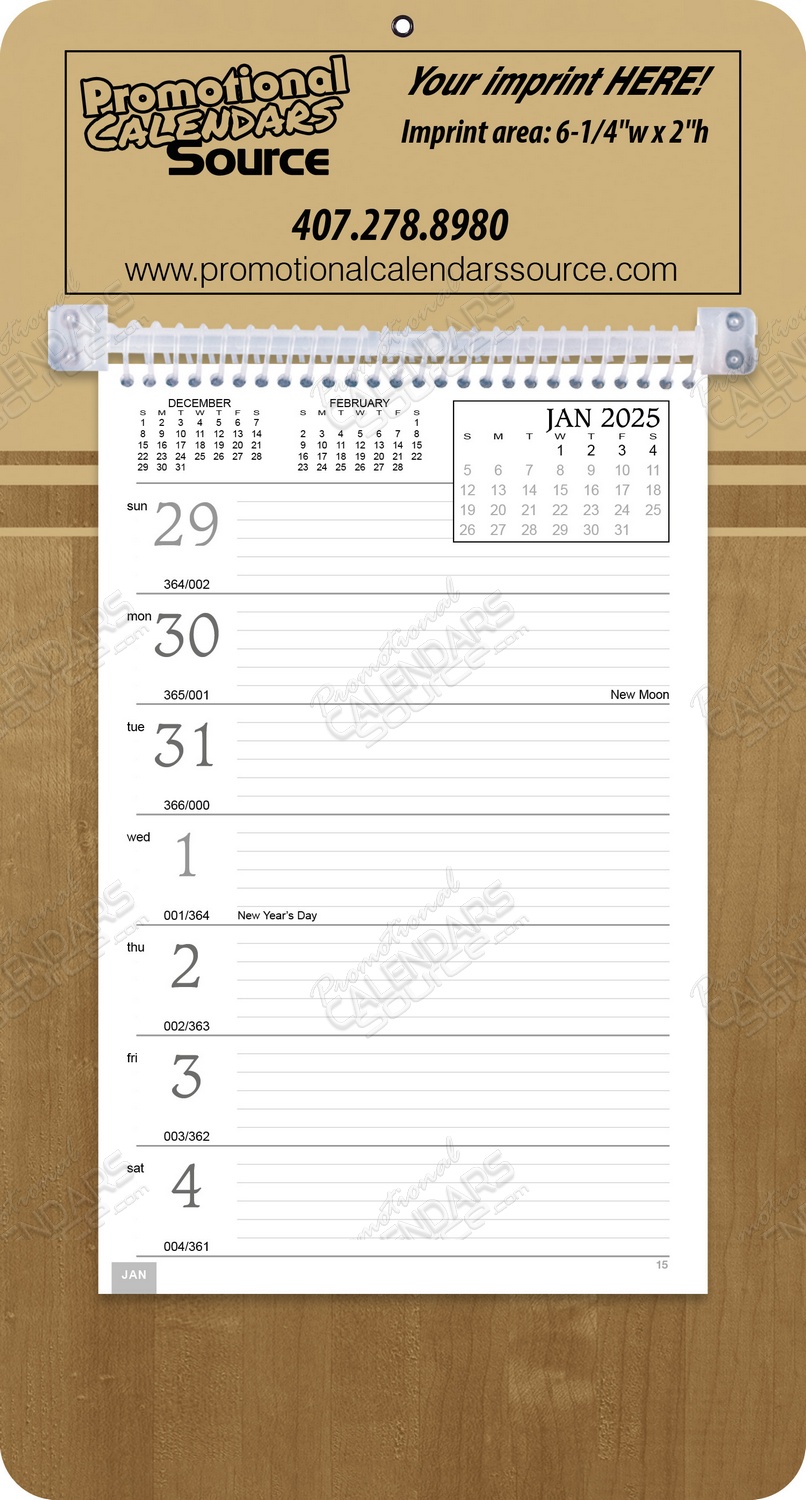 Promotional Weekly Memo Calendar  - Butcher Block