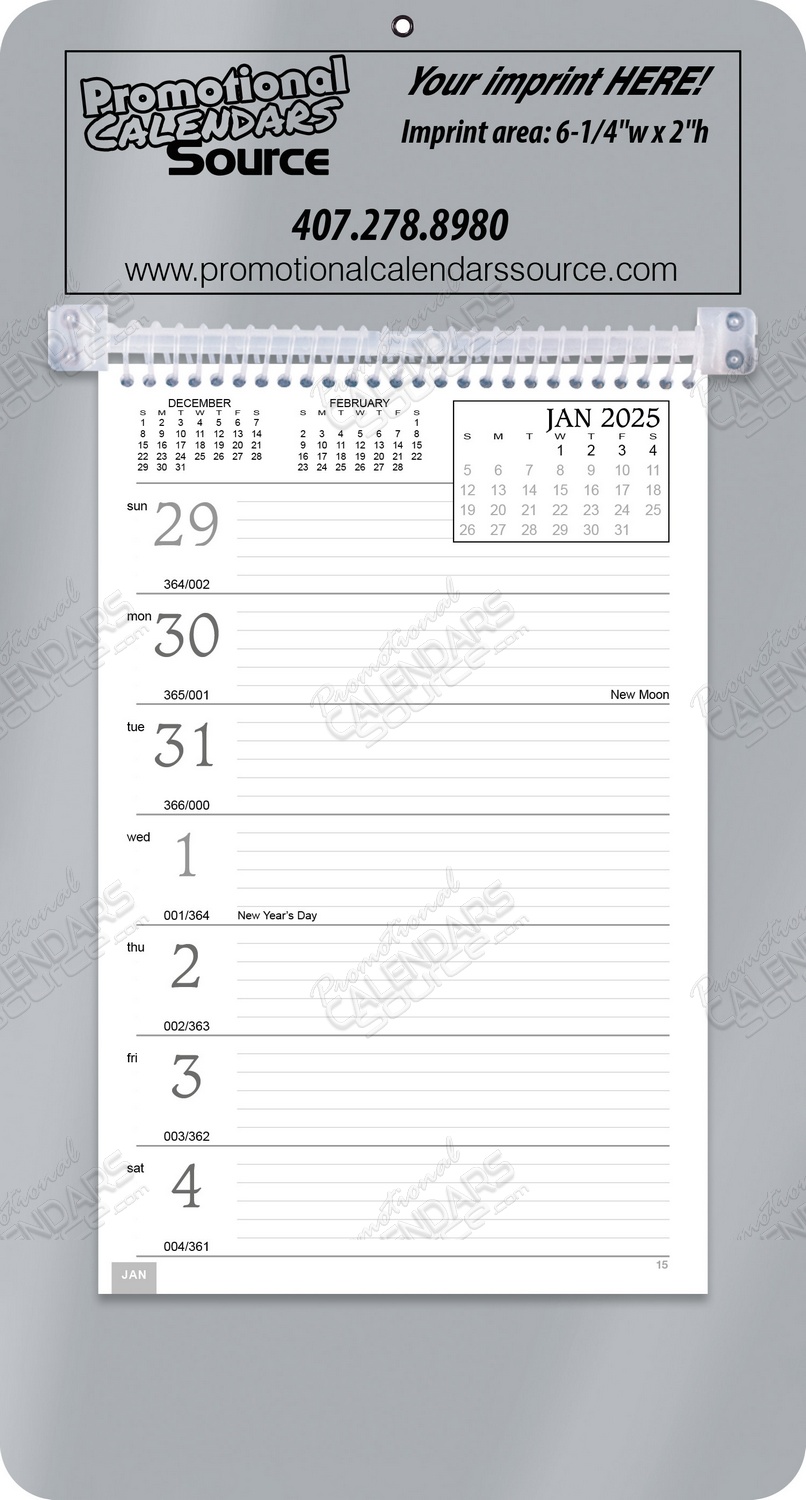 Weekly Memo Wall Calendar w Silver Backer