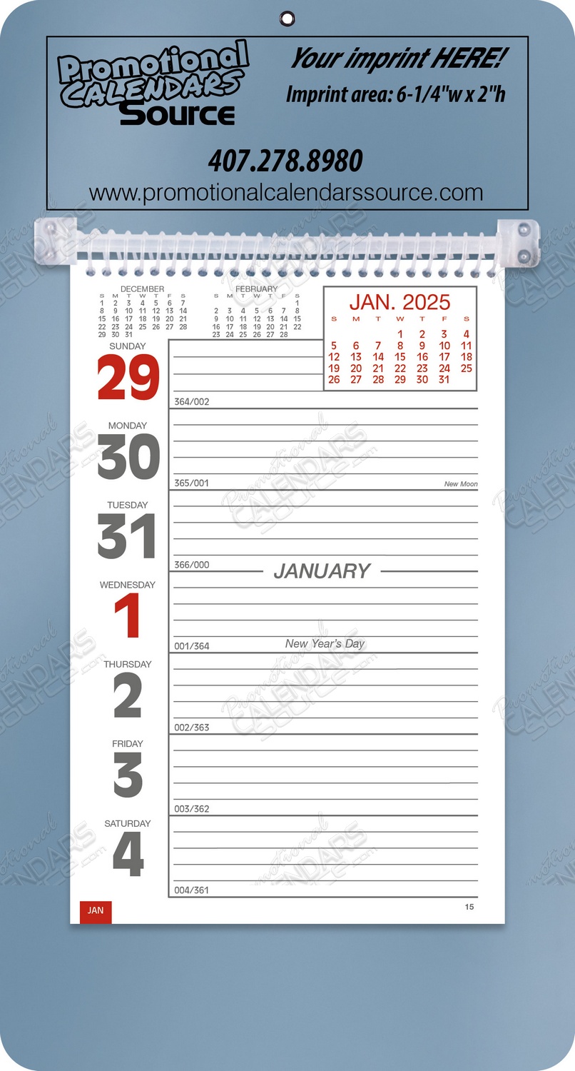 Promotional Big Numbers Weekly Memo Calendar  - Metallic Blue