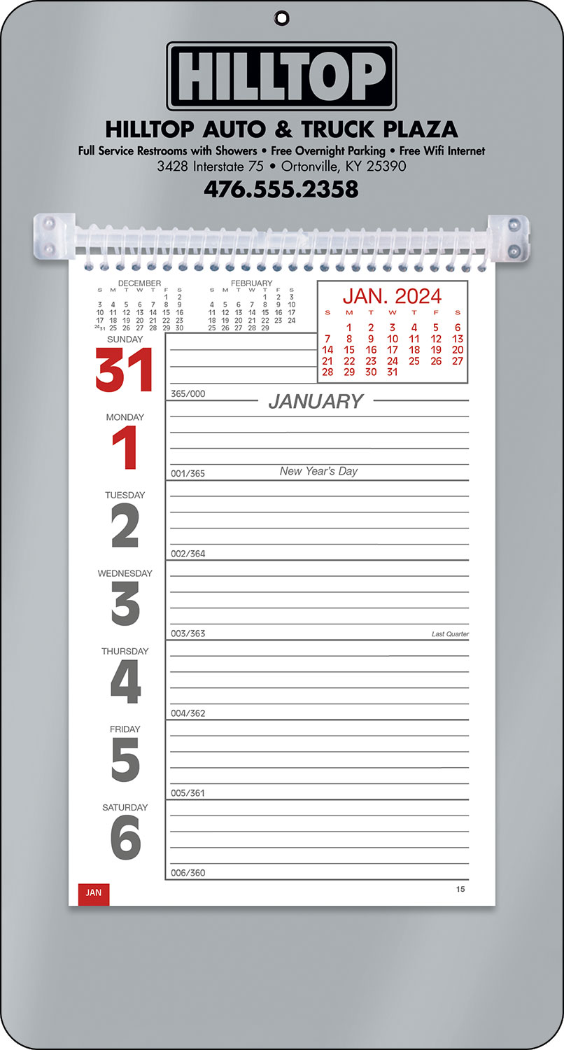 Promotional Big Numbers Weekly Memo Calendar  - Silver