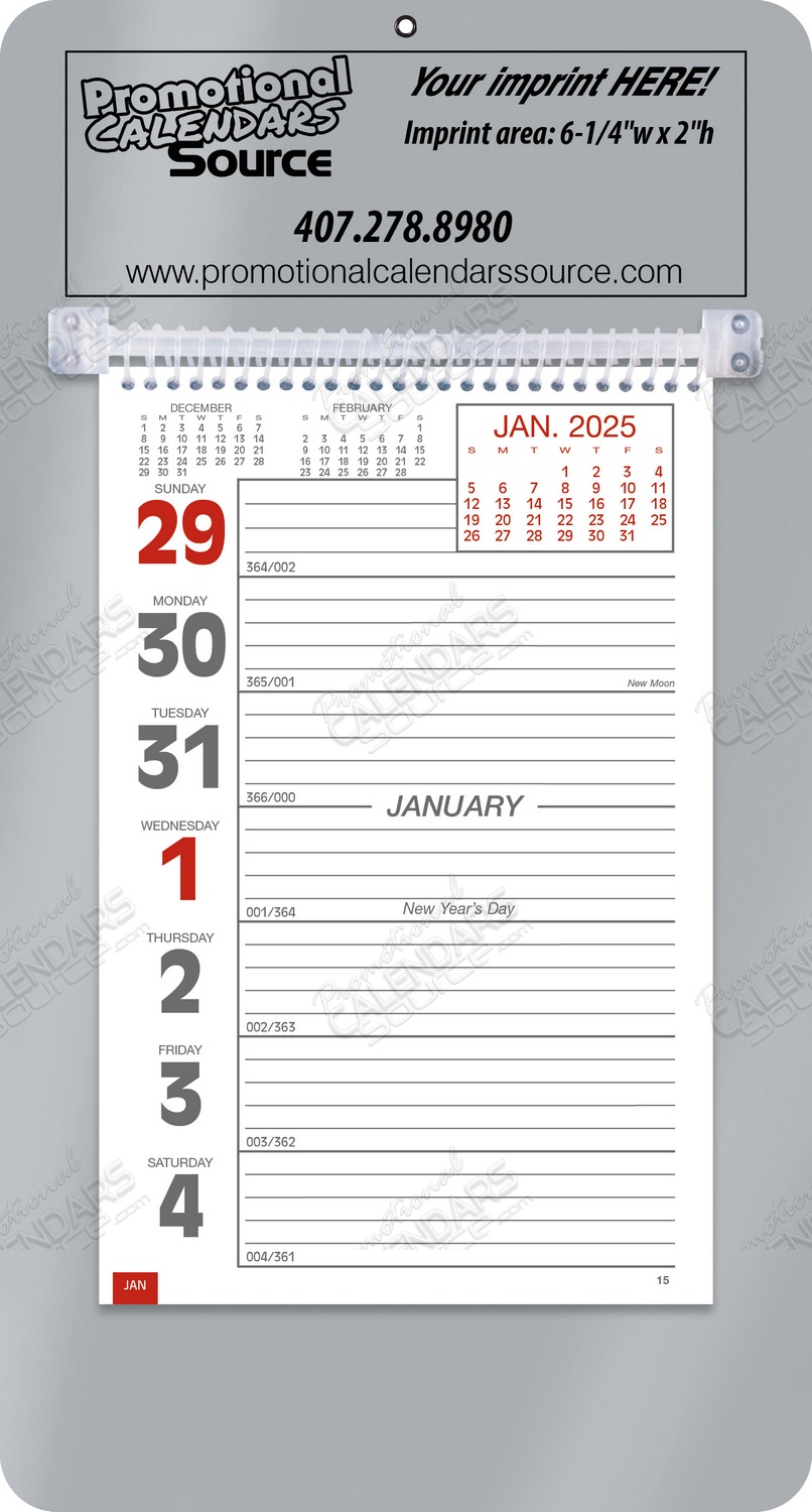 Promotional Big Numbers Weekly Memo Calendar  - Silver