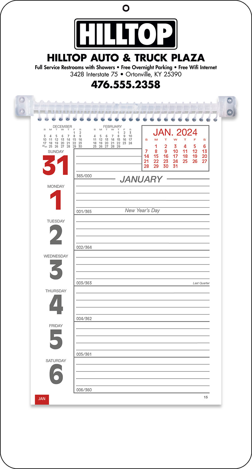 Promotional Big Numbers Weekly Memo Calendar  - White