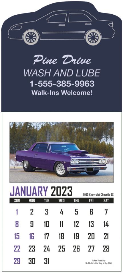 Memorable Muscle Cars Stick-Up Calendar Full-Color Images  25 shapes