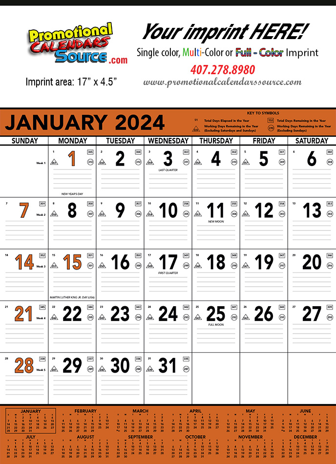 Orange & Black Commercial Contractor Calendar, 18x25