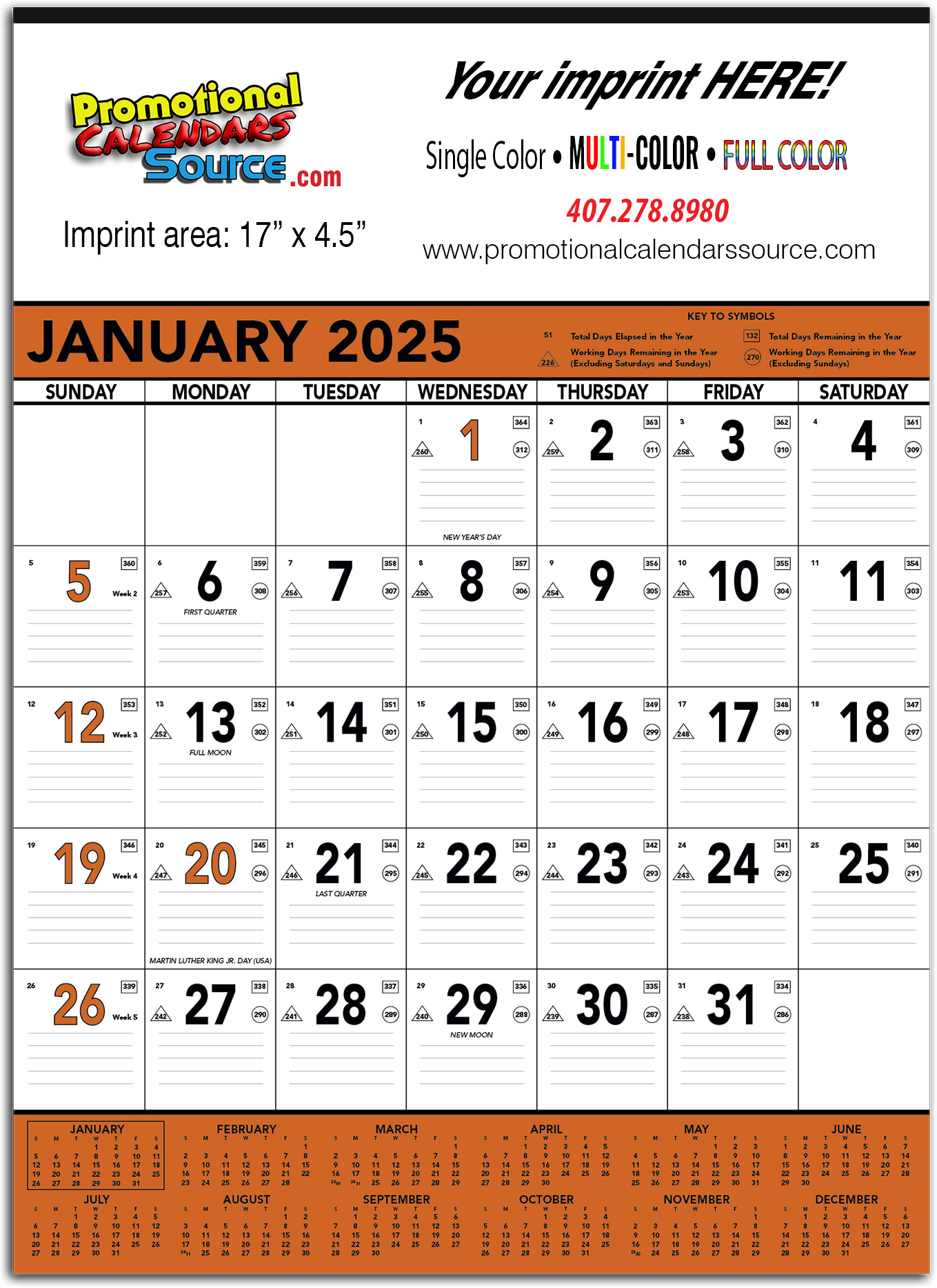 Orange & Black Commercial Contractor Calendar, 18x25