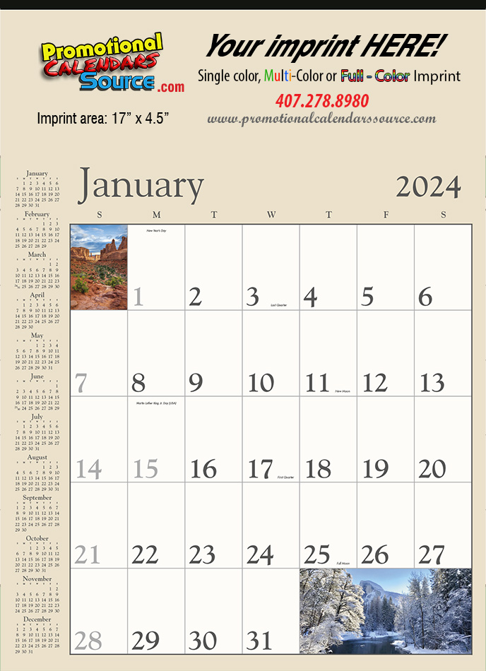 Decorator Memo Calendar with Tan Background