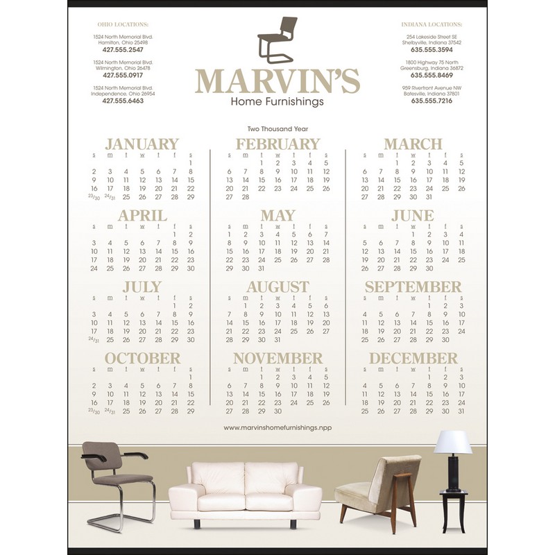 Custom Single-Sheet Span-A-Year Calendar 22x29