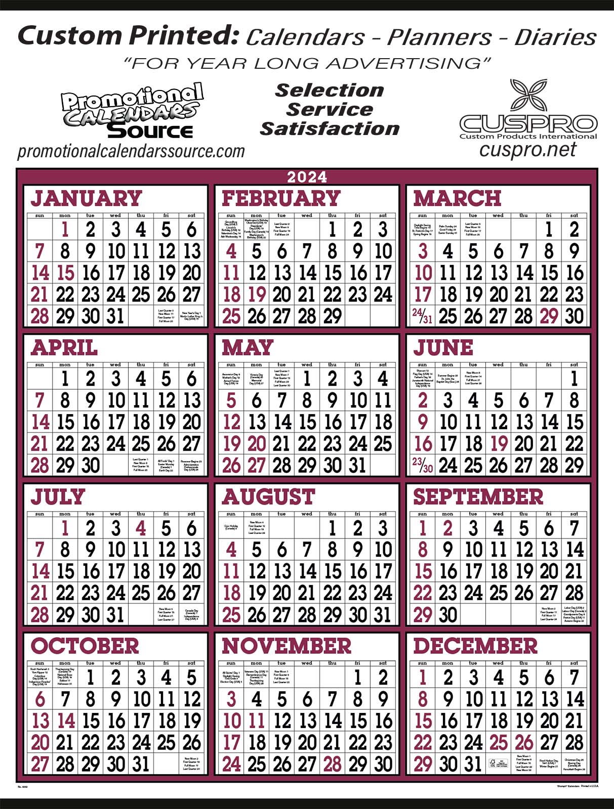 Year In View Commercial Calendar Big Numbers, Size 22x29