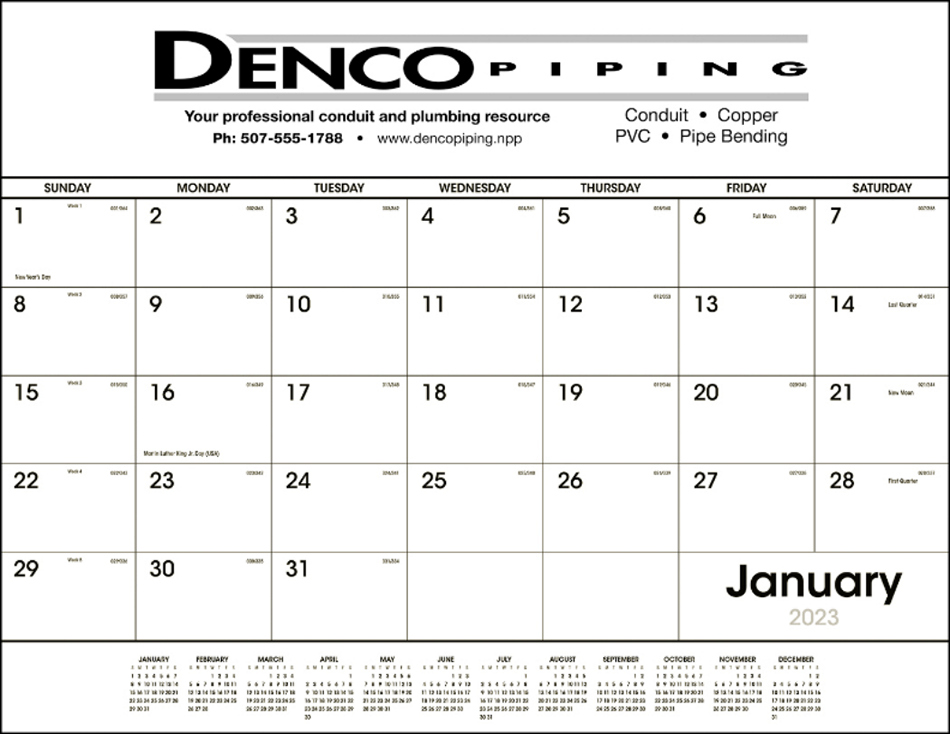 Promotional Desk Pad Calendar Black & White grid,  Size 22