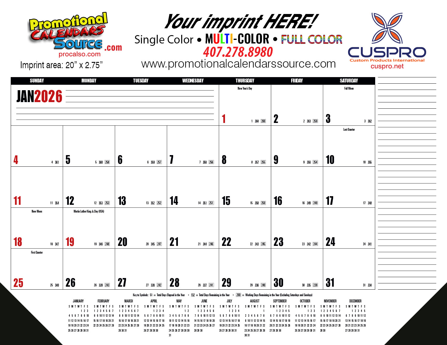 Promotional Desk Pad Calendar w Full Color Ad 2018