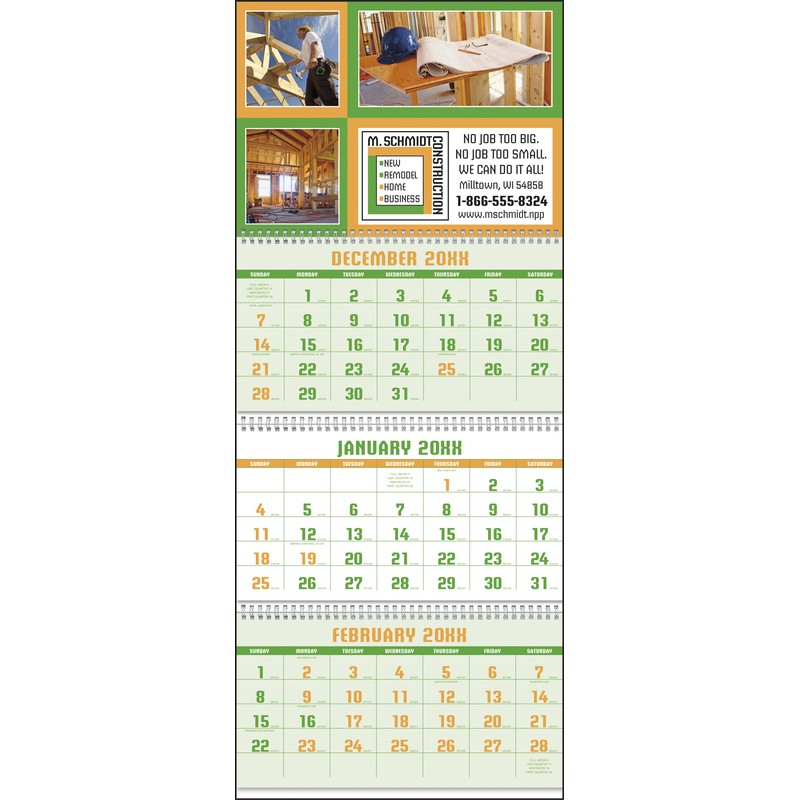 3-Month View Custom Calendar 16x38.5