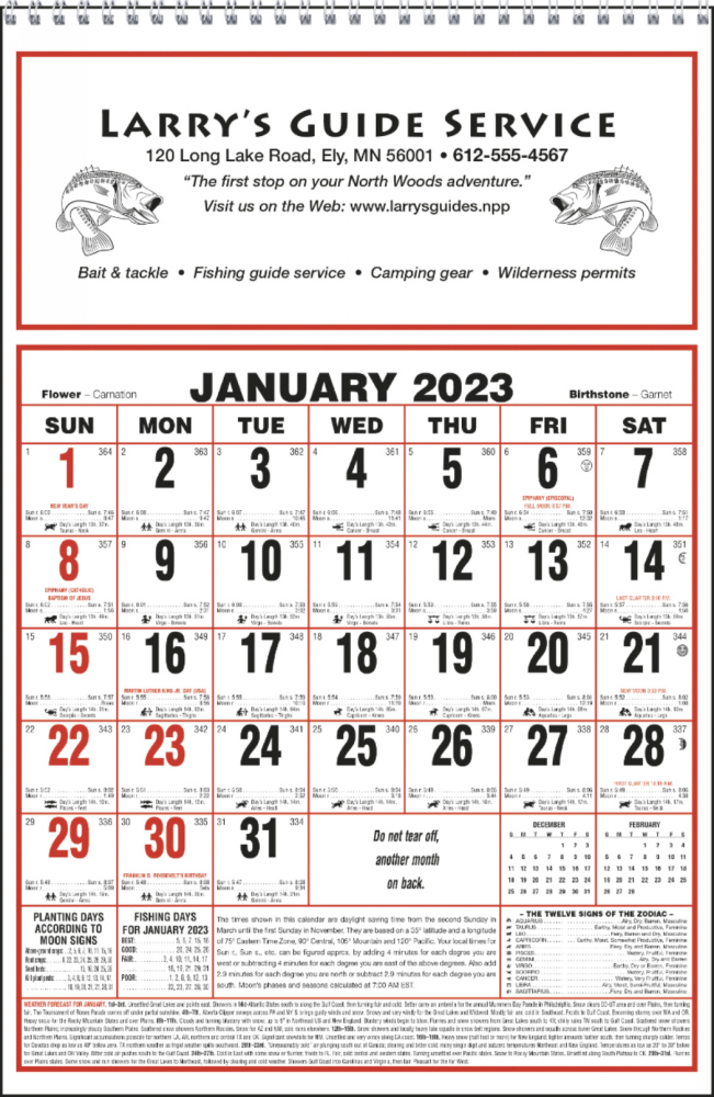 Large Almanac Commercial Calendar Size 11x17