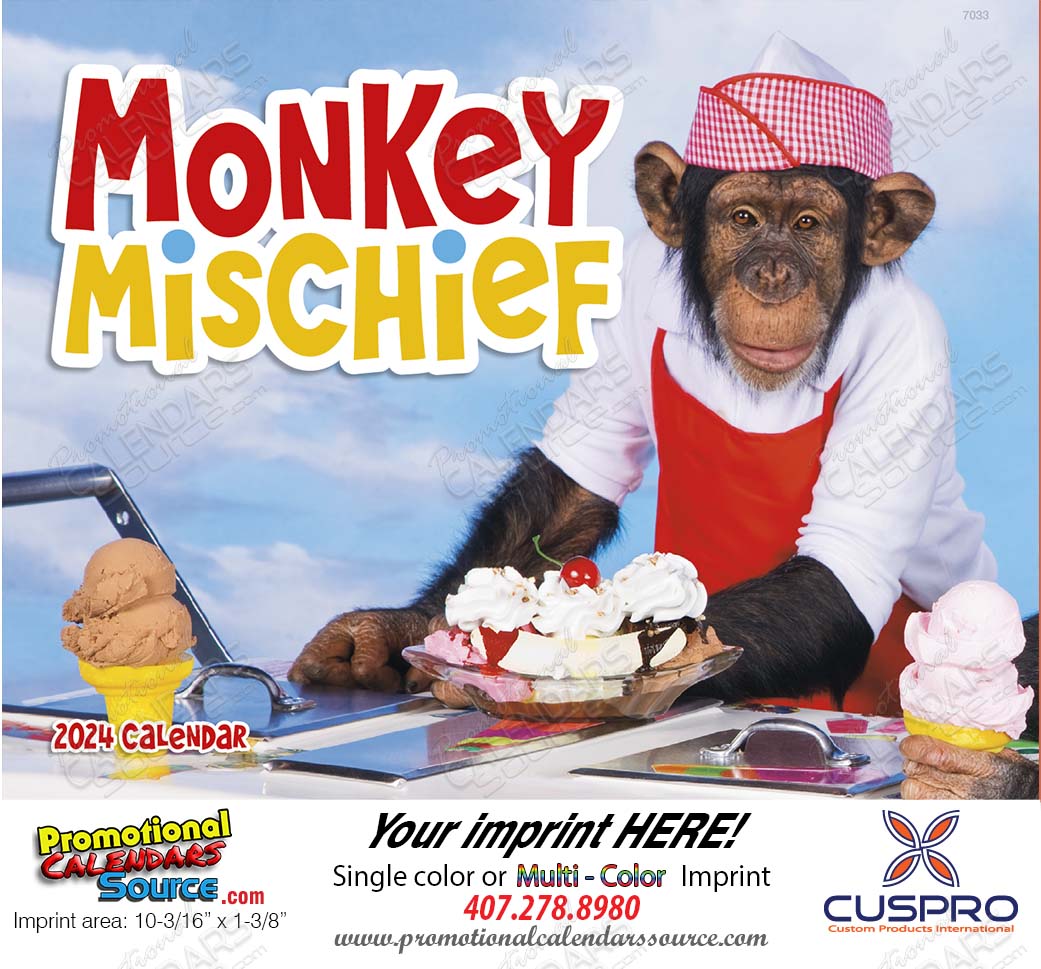 Monkey Mischief Promotional Calendar  Stapled