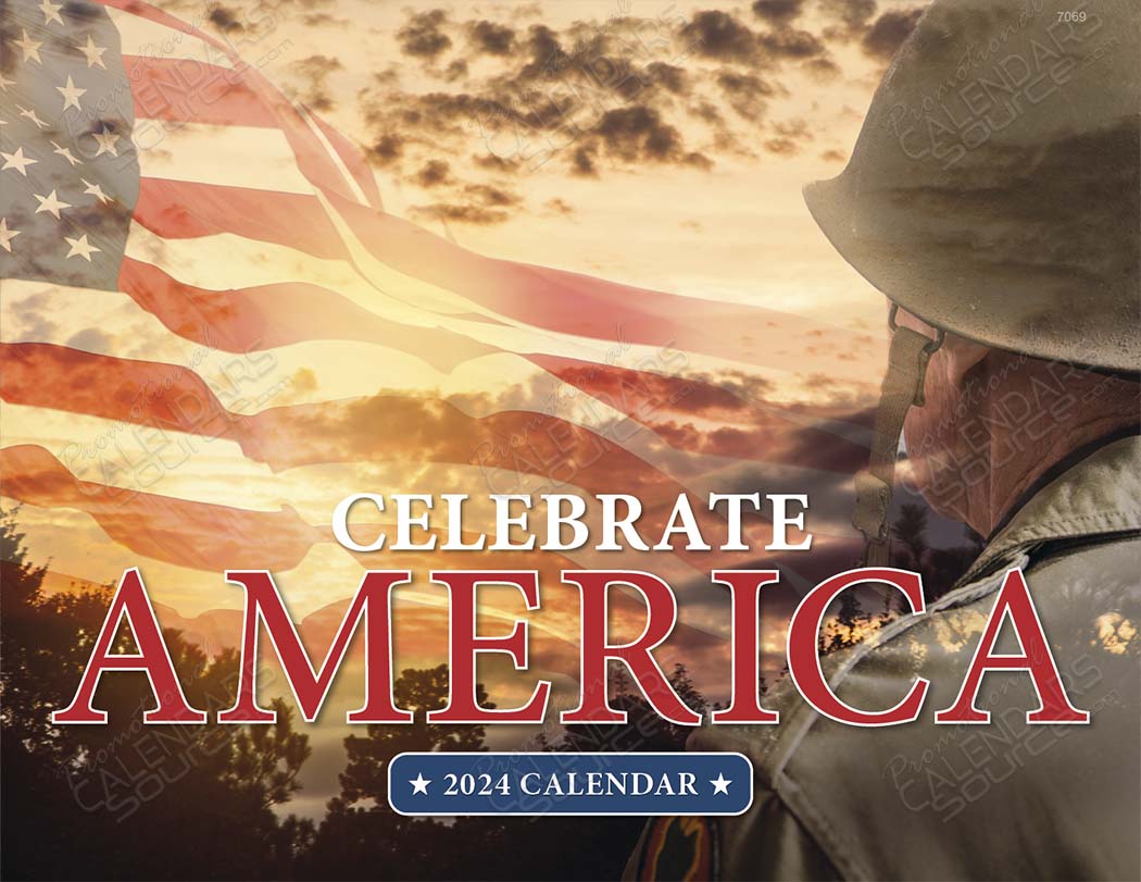 Celebrate America Calendar With  Window Die-Cut Print Area, Stapled, 11x17