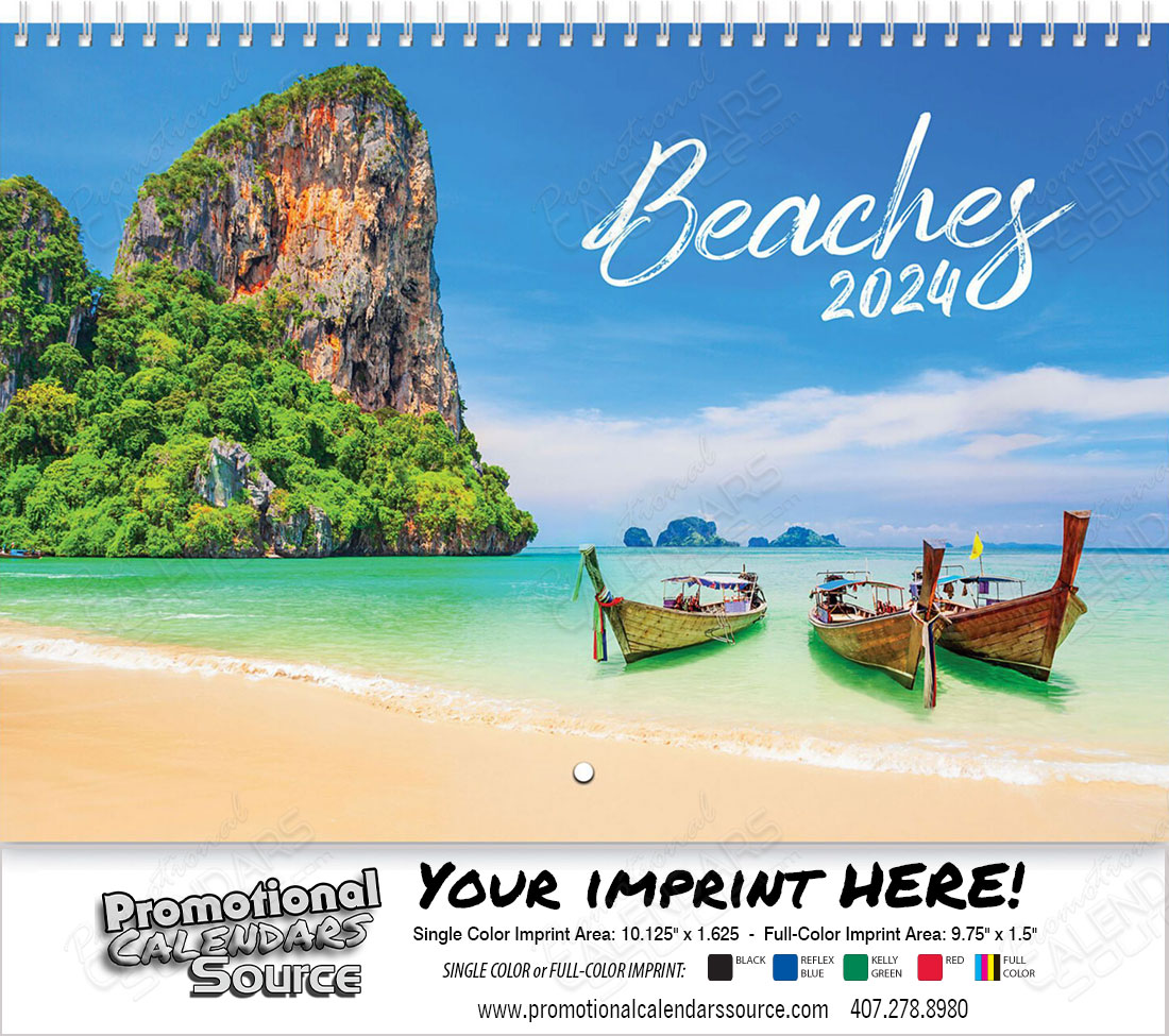 Scenic Beaches Wall Calendar  - Spiral