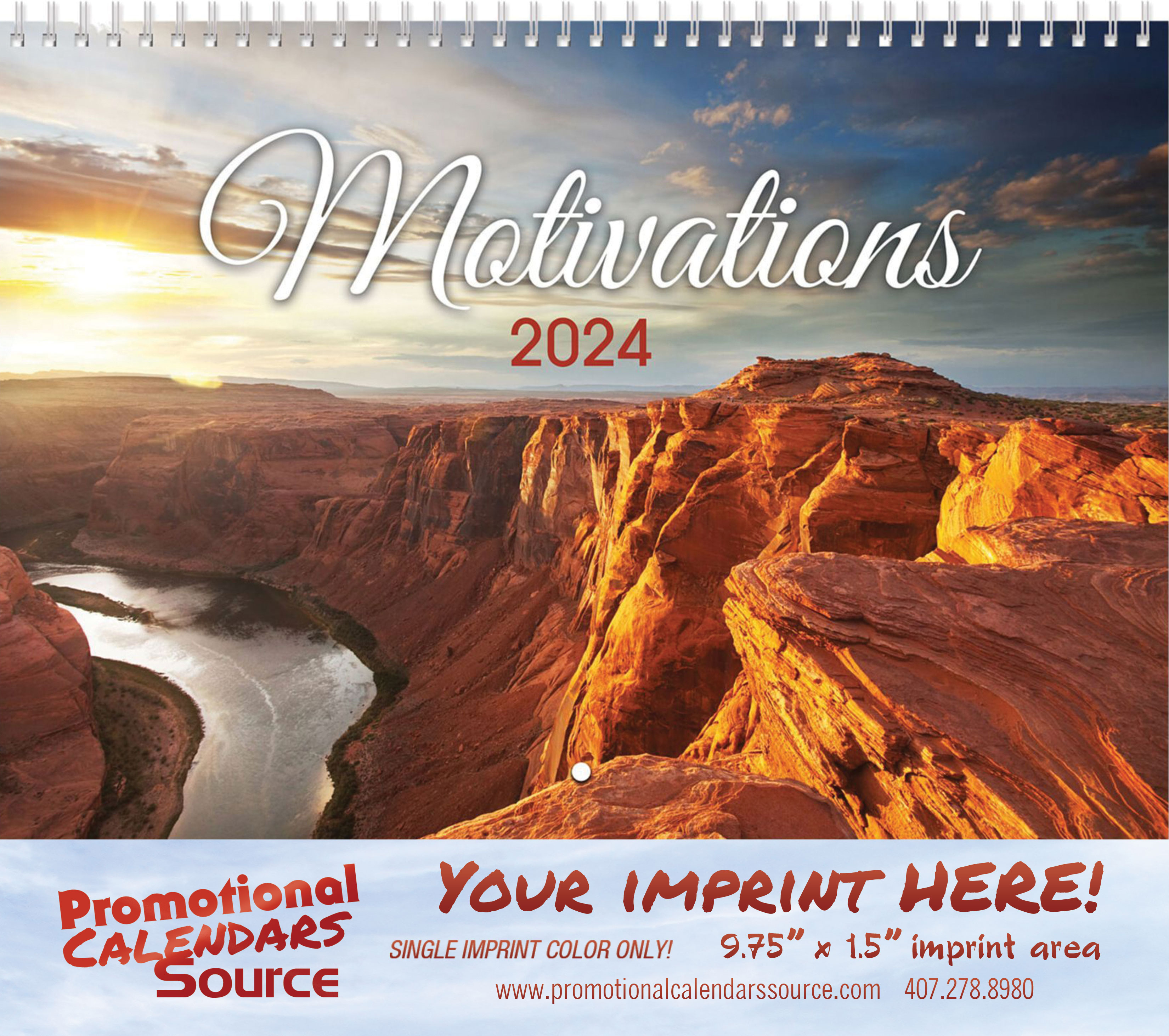 Motivations Calendar with Foil Stamped Ad & Spiral Binding